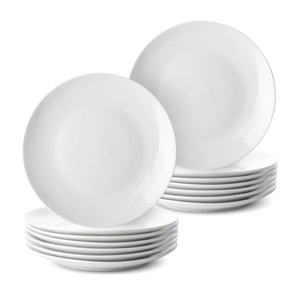 18 Piece Dinner Set Plate Bowl White Porcelain