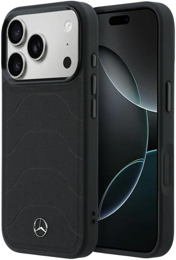 Mercedes Benz Bow Line Leather Case with MagSafe for iPhone 17 Pro 6.3" Black - MEHMP17L25PMERCK