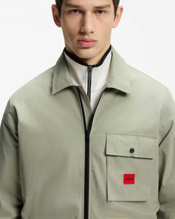 HUGO Emmond Mens Zip Overshirt - Light/Pastel Green 337