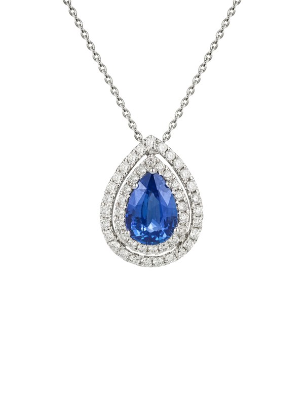 Gemdaia Ceylon Sapphire & Diamond Pendant