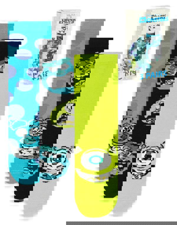 Disney Monsters Inc Mens Multicoloured Mike & Sully Calf Socks Set of 3