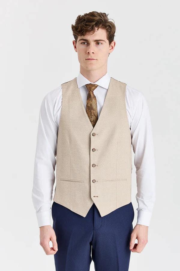 Paul Andrew Belmont Navy Suit with Belmont Beige Waistcoat