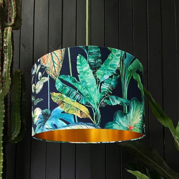 Love Frankie velvet lampshade rainforest gold lining