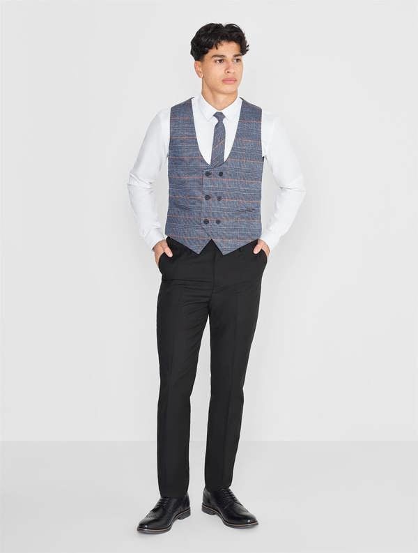 Boys blue checked wedding suit