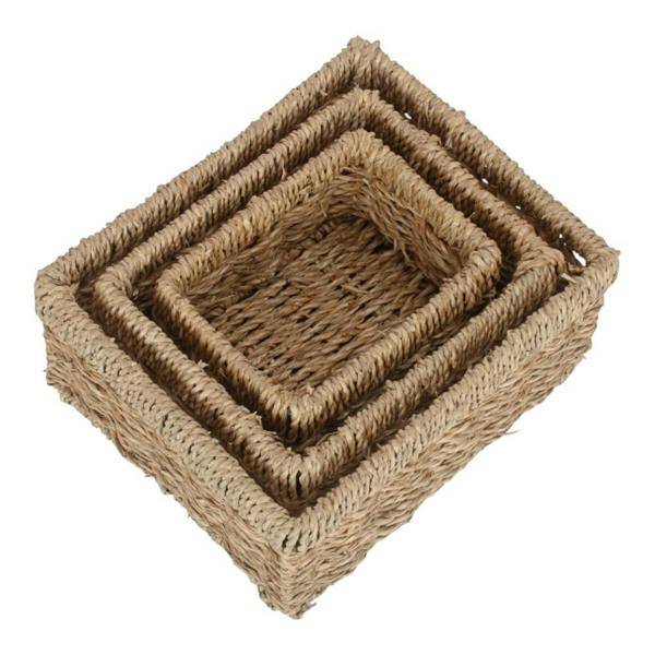 Set of 3 Rectangular Seagrass Trays