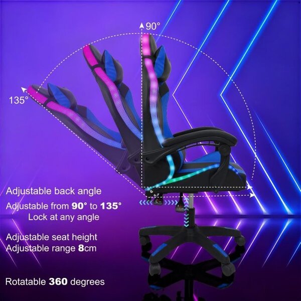 Groundlevel Gaming Office Chair with LED Lights