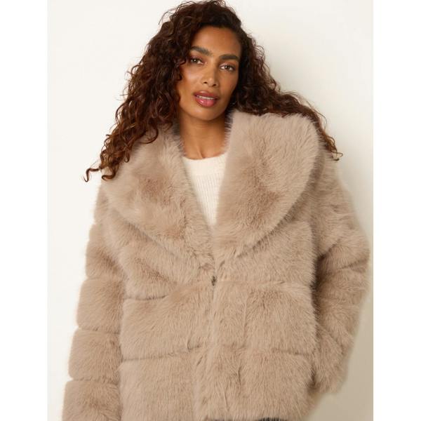 Blue Vanilla Faux Fur Cropped Jacket