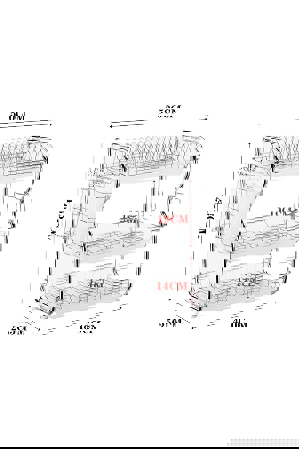 Living and Home 3 Tier Dish Drainer Rack Plate Bowl Storage Drying Tray Board with Kitchen Utensils Holder , Hooks