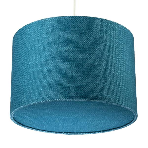 Biscay Bay Teal Textured Linen Pendant Lighting Shade with Diffuser Image 4