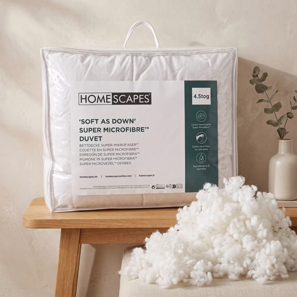 HOMESCAPES 4.5 Tog Duvet Luxury Super Microfibre for Summer Lightweight Anti Allergy