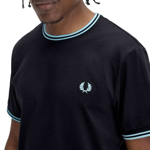 Fred Perry Twin Tipped T-Shirt Navy/Mint Blue