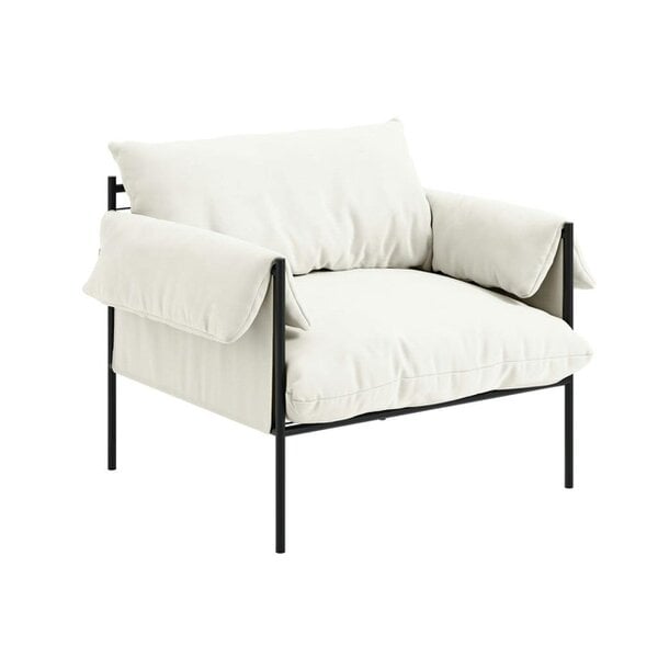 Wyld Haus Wardour Minimalist White Houseweave  Armchair Black Metal Legs