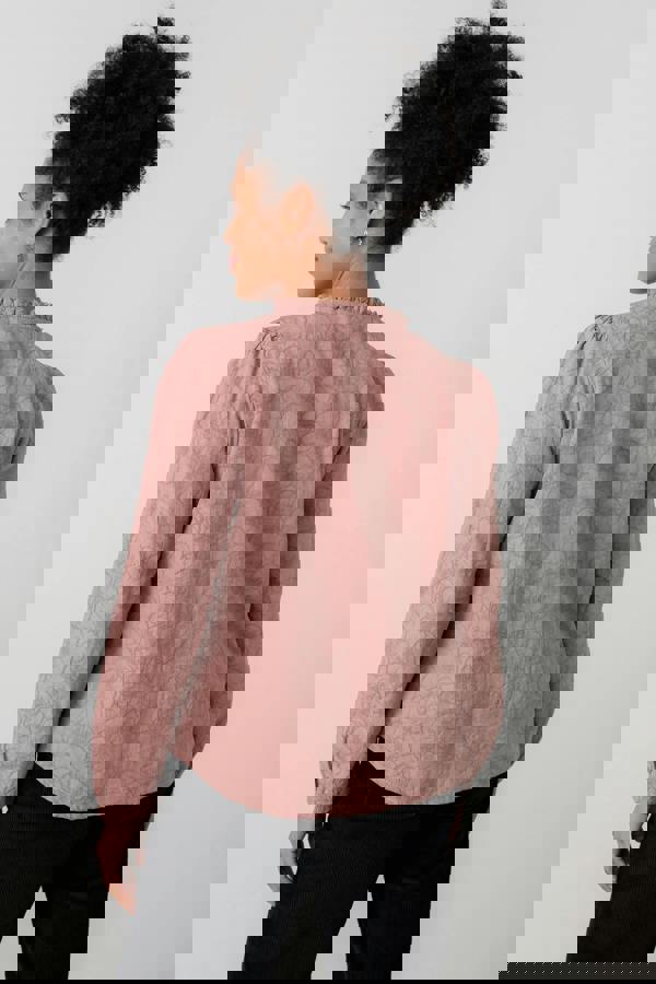 Lily & Me Emily Textured Jacquard Keyhole Blouse Antique Rose