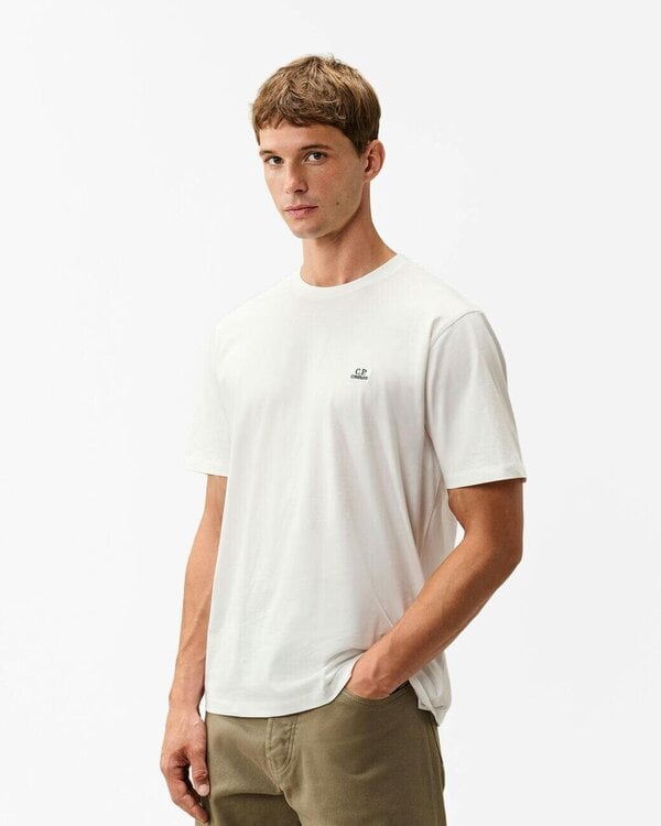 C.P. Company 30/1 Jersey Logo Patch Mens T-Shirt - Gauze White 103