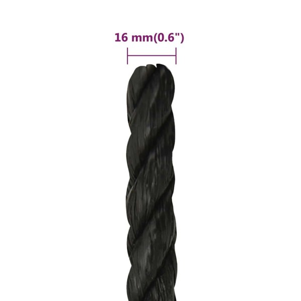 Berkfield Work Rope Black 16 mm 100 m Polypropylene