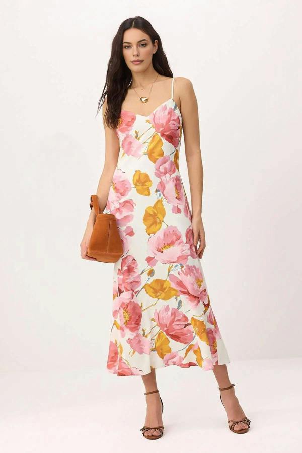 WOVCOR Floral A-Line Maxi Woven Dress