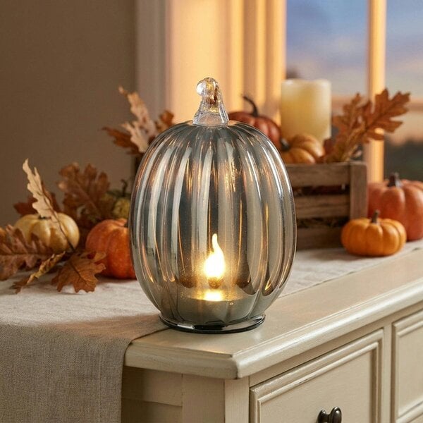 Garden Greatness Decorative Light Up Glass Pumpkin Ornament