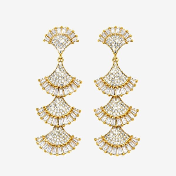 Uchi & Soto Gingko Rhinestone Layered Earrings