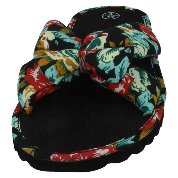 Spot On Ladies Spot On Flower Design Mules Floral Mule F00425