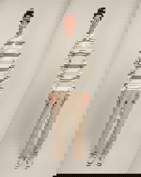 Larsson & Co Osterby - Stripe Knitted Long Sleeve Polo Shirt