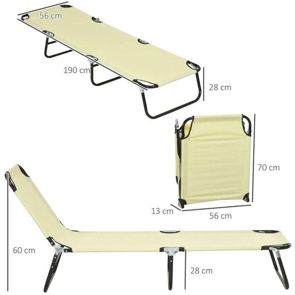 Bobobiy Set of Two Metal Frame Folding Sun Loungers - Beige