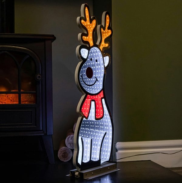 Samuel Alexander 60cm Infinity Standing Christmas Reindeer with Metal Base, White and Red LEDs