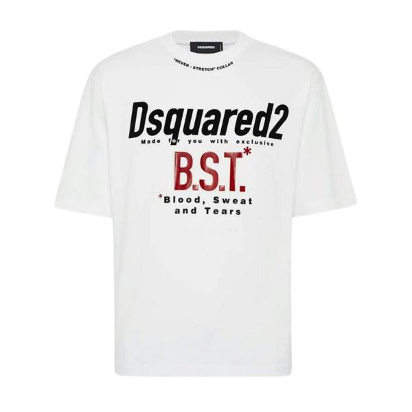 DSquared2 Mens Bloody Sweat Tears T-Shirt - Pure White - 