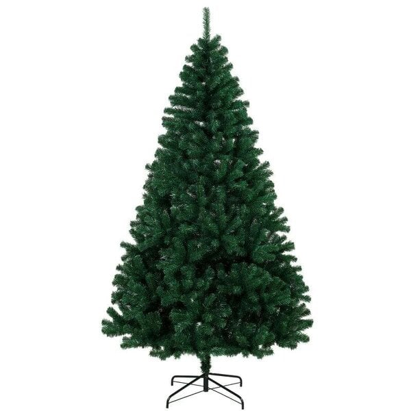 Bobobiy 7ft Artificial Christmas Tree, Fir Hinged Xmas Tree with 1100 Branch Tips, Foldable Steel Stand, Green