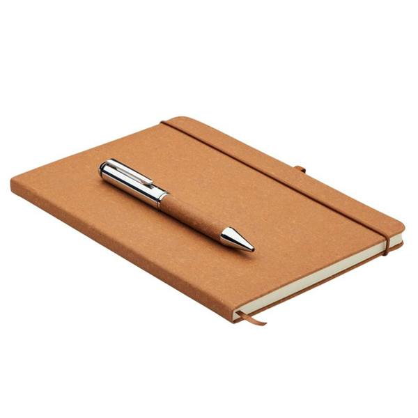 MidOcean Eleganote Leather Notebook & Pen - Beige - 