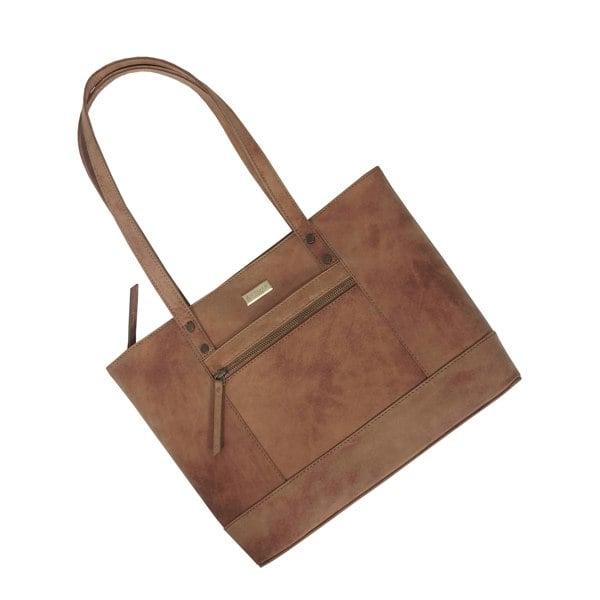 Assots London 'MILLIE' Tan Walnut Real Leather Designer Tote Work Bag