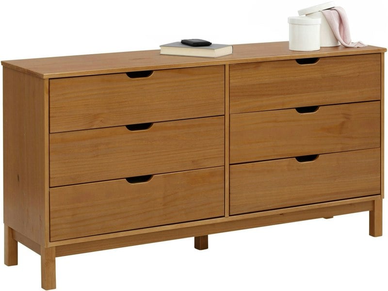 Dorel Home Post Chest with 6 drawers in stained wax
