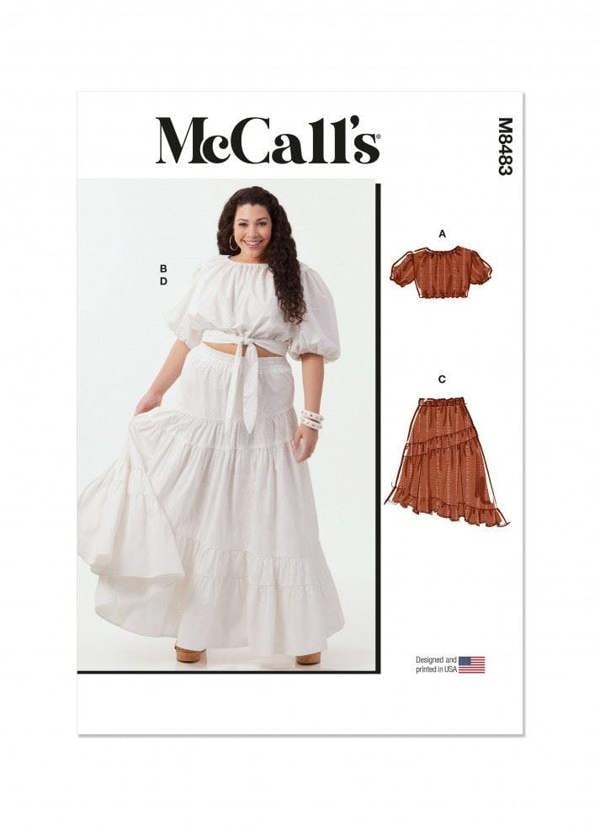 McCalls 8483 Paper Sewing Pattern – Women's Top & Skirt, Easy