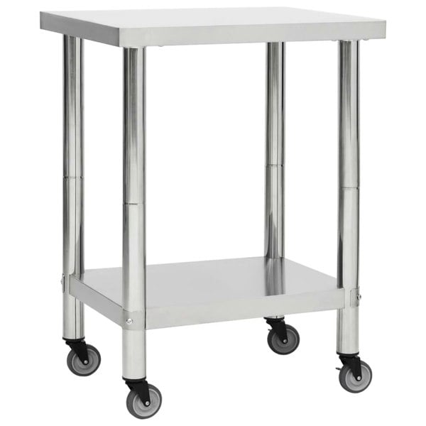 Berkfield Kitchen Work Table with Wheels 80x30x85 cm Stainless Steel