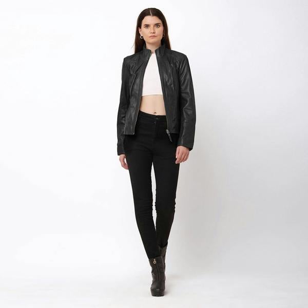 Women’s Black Leather Jacket Reilly 6156 -6