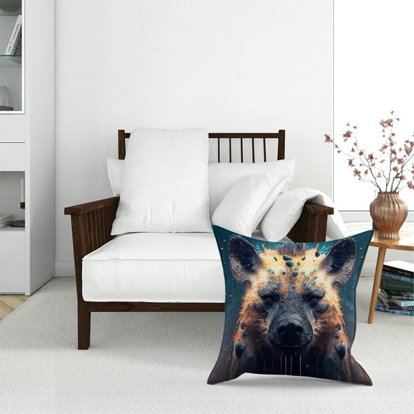 Warren Reed Hyena Face Splashart Dark Background Floor Cushion