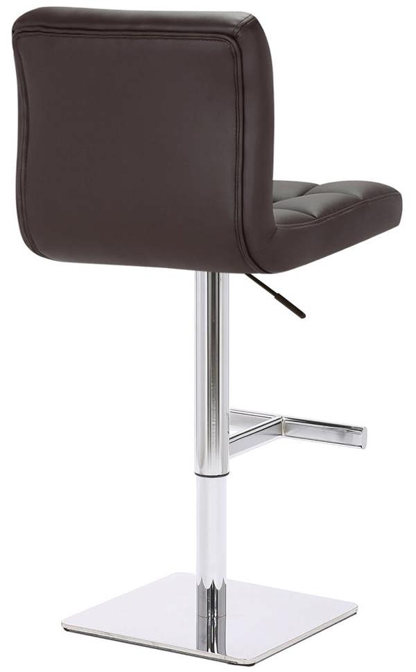 Lamboro Allegro Deluxe Kitchen Bar Stool, Faux Leather, Chrome Base, Height Adjustable, Brown