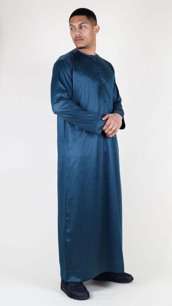 Infinity Leather Men's Thobe Robe Satin Emirati Islamic Jubba Eid Regular Fit
