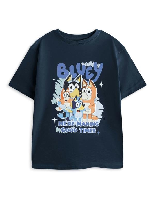 Bluey Unisex Kids Blue Good Times Short Sleeved T-Shirt