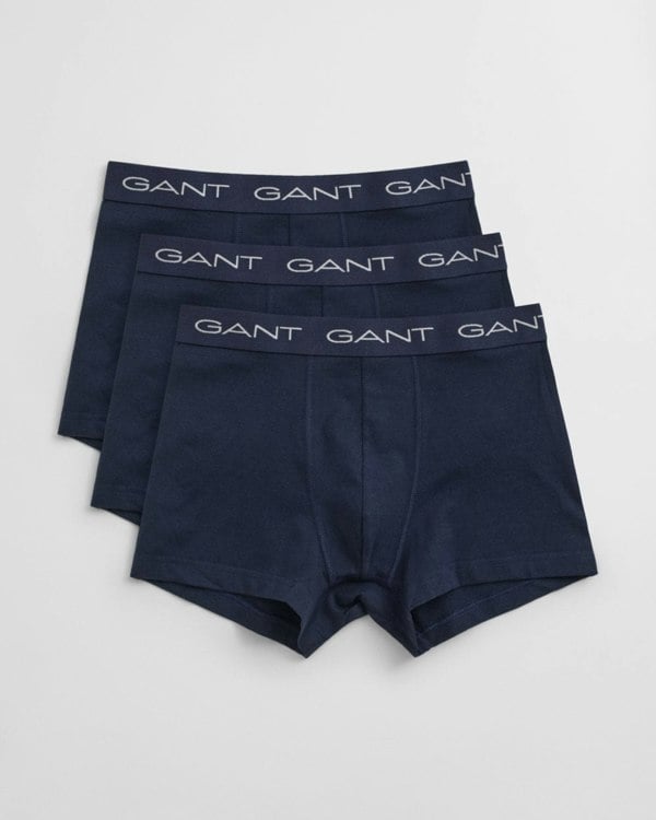 GANT Mens Slim Fit Cotton Jersey Trunks 3-Pack - 410 Marine