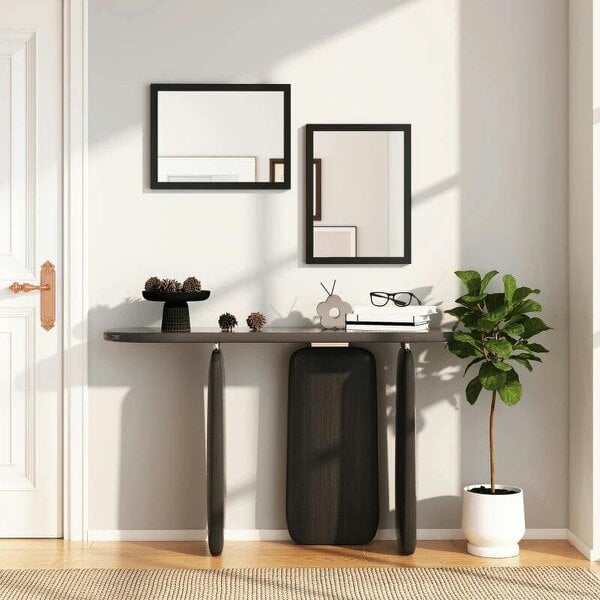 Bobobiy Wall Bathroom Mirror, 30 x 40 cm Wall-Mounted Mirror for Living Room, Bedroom, Hallway, Set of 2, Black