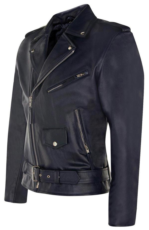 Infinity Leather Mens Cow-Hide Black Brando Jacket -Venice