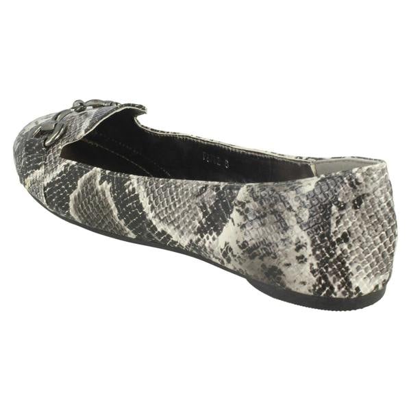 Spot On Ladies Spot On Flat Snake Print Ballerina