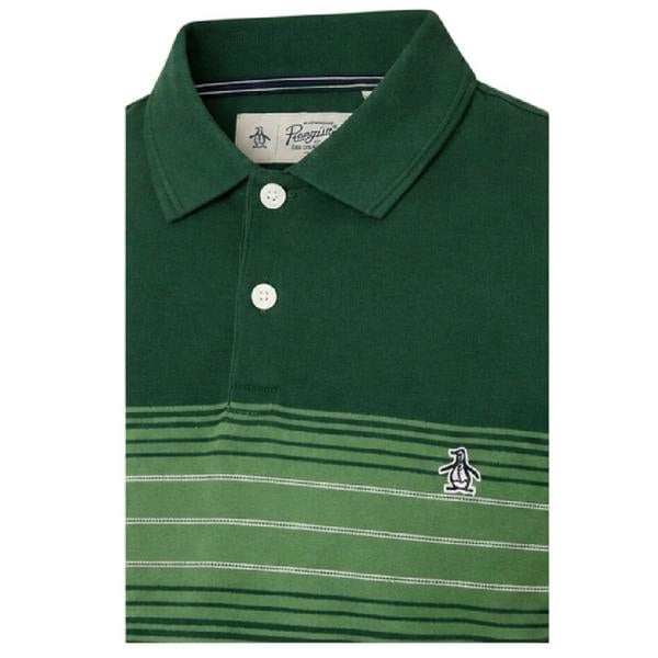 Original Penguin Mens Striped Polo Shirt - Green - 