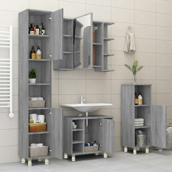 Berkfield Bathroom Cabinet Grey Sonoma 30x30x95 cm Engineered Wood
