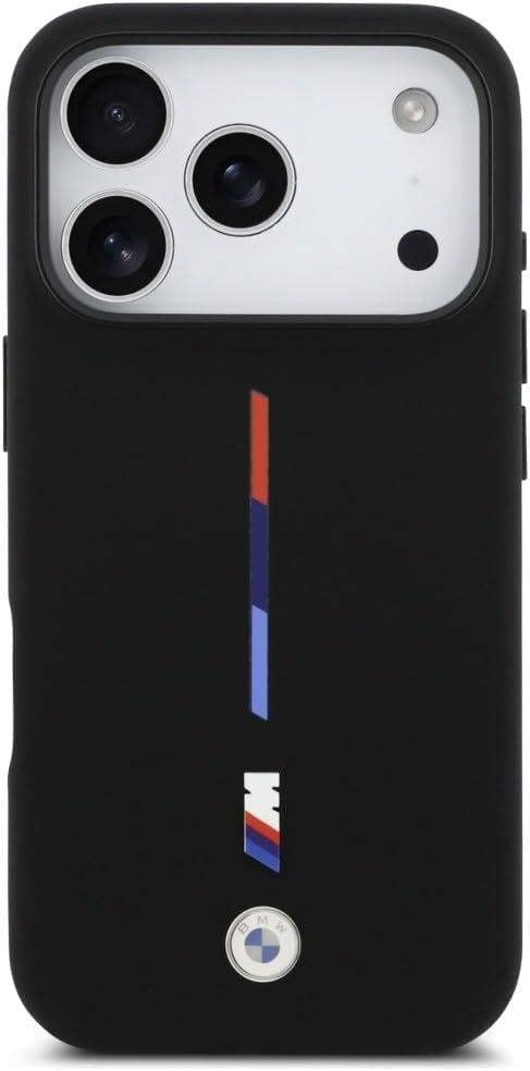 BMW M Series Silicone Tricolor Line Case with MagSafe for iPhone 17 Pro 6.3" Black - BMHMP17L25SITMIK
