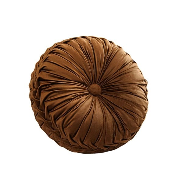 ANYHOUZ Round Pleated Velvet Pillow Soft Cushion Fill