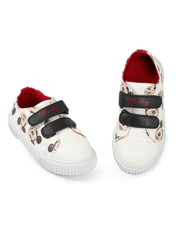 Disney Boys White All Over Print Velcro Trainers