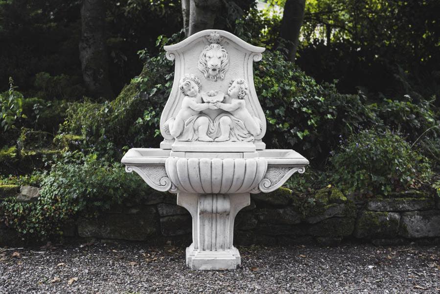 Large White Stone Wall Water Fountain