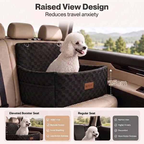 Skylos Large Dog Car Seat Booster Dual-Sided Plush Cool Bed Washable