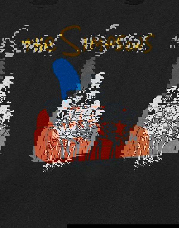 The Simpsons Boys Black Skeleton Couch Short Sleeved T-Shirt